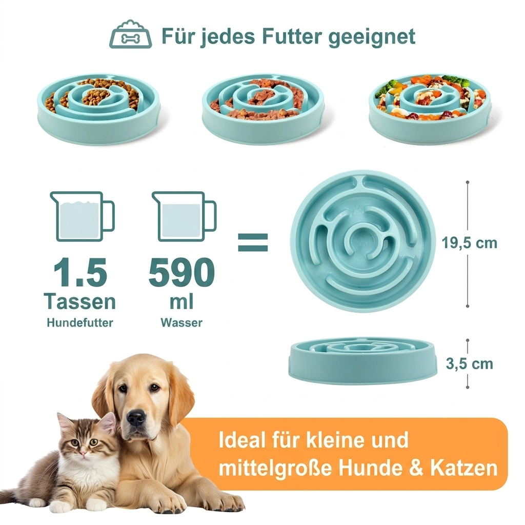 Anti-Schling-Napf Größe und Füllmenge